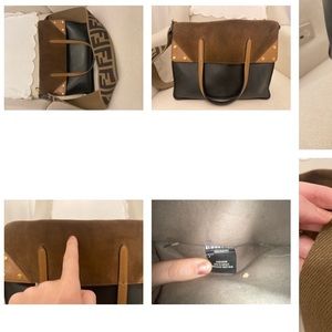 Fendi flap bag in leather and suede.